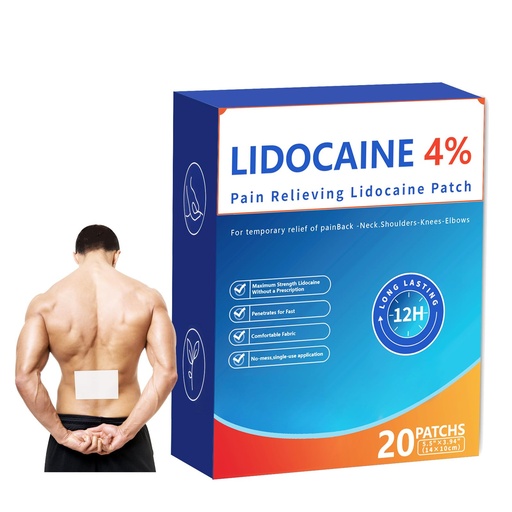 [BRSREBD7DJ7GYA3A] Lidocaine Patches Maximum Strength 4% - ICY Cool Pain Relief Patches for Back, Knee, Neck, Shoulder, Joint & Muscle Pain, Compress Topical Analgesic Gel Patch - 20 Count