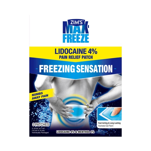[BRSRO2QYC54BUCL2] Zim’s Max Freeze 4% Lidocaine Pain Relief Patches | 3 Count