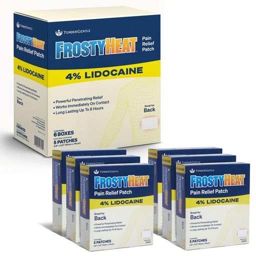 [BRSREYYKOQHBQ232] Four Percent Lidocaine Patches - 30 Back Pain Relief Patches with 4% Lidocaine for Aches, Muscle and Joint Discomfort - 3.9" x 5.5" Back, Shoulder, and Neck Pain Patch