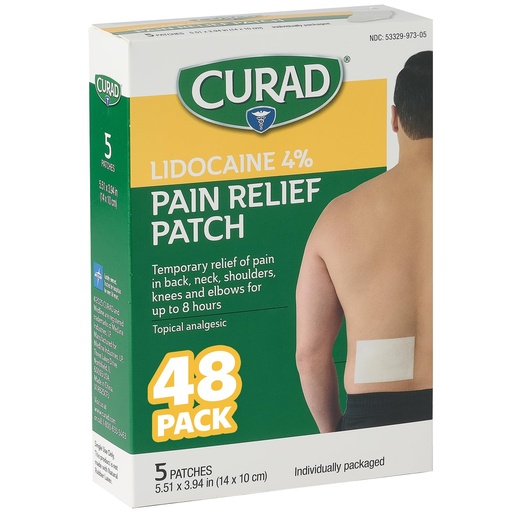[BRSRGCYOCN4BS3TK] CURAD 4% Lidocaine Pain Relieving Patch - 240 Total Count - for Back, Neck, Shoulder, Knee & Elbow Pain