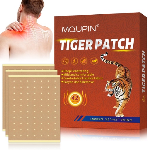 [BRSRGYYBOJ5GEG3V] 42PCS Tiger Patch, 4.7''x3.5'' Larger Size Chinese Tiger Back Heat Patches Ultra Strength for Muscle Joint of Knee Shoulder and Neck