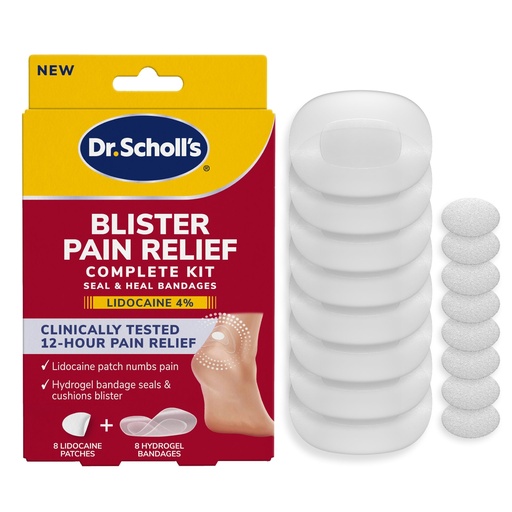 [BRSRACT4OYOQMGT4] Dr. Scholl’s Blister Pain Relief Complete Kit, 8 ct - The Only Blister Treatment with an Active Pain Reliever, Seal & Heal Bandages with Hydrogel Technology, Blister Pads, 4% Lidocaine to Numb Pain