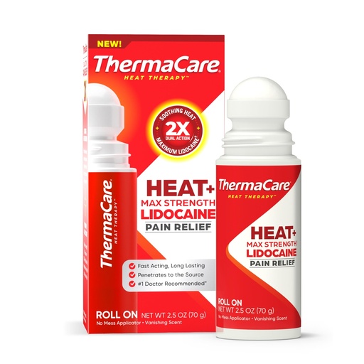 [BRSRGH32OUCRYELF] ThermaCare Heat+Max Strength 4% Lidocaine Roll-On, Dual Action Pain Relief