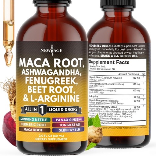 [BRSREEA5AF7WKCD2] Organic Maca Root Liquid Drops with Ashwagandha, Nettle, Fenugreek, Beet Root and L-Arginine Liquid Multivitamin for Women and Men