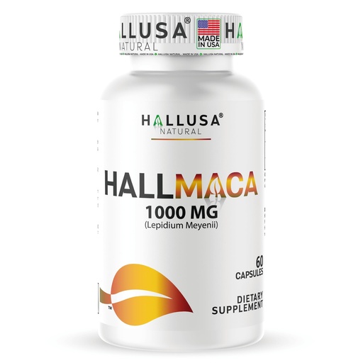 [BRSRGY37CECGKFAZ] Hallusa Natural Maca Root Capsules 1000mg for Men & Women - Peruvian Lepidium Meyenii Root Supplement for Energy, Stamina, Hormonal, Mood & Daily Vitality Support - Non-GMO, Gluten-Free - 60 Capsules