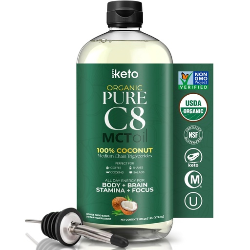 [BRSRAYYPDMOQMA3X] Keppi Organic MCT Oil - Flavorless C8, Non-GMO, Certified Organic, Gluten-Free, Palm Oil Free, Vegan, Kosher, Halal, 16 oz Coconut Oil