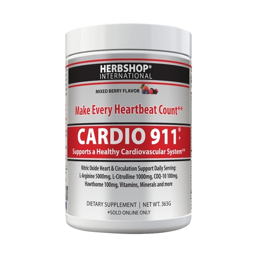[BRSWYYIPOUNAKC3D] Cardio 911® Nitric Oxide Heart & Circulation Support - 5000mg L-Arginine & 1000mg L-Citrulline - Mixed Berry, 30 Servings Powder, 363 Grams - CoQ10 Beet Root - High Potency Cardiovascular Formula
