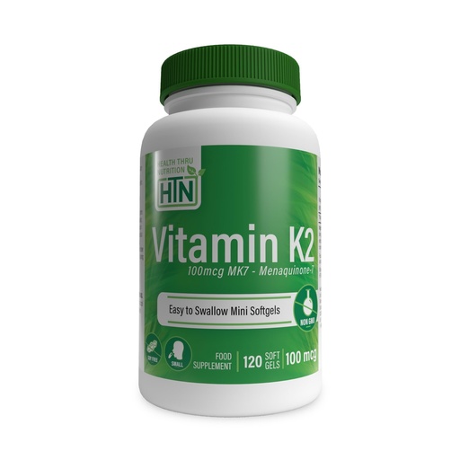 [BRSREZIHAECRUYLG] Health Thru Nutrition Vitamin K2 (MK-7) 100mcg – 120 Softgels | Menaquinone-7 | Highly Bioavailable K2 Supplement | Non-GMO, Soy-Free, Gluten-Free