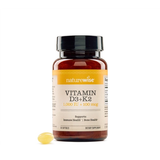 [BRSRABI3CN7GG3QU] NatureWise Vitamin D3 1000IU + K2 (MK7) 100mcg with Organic Extra Virgin Coconut Oil - Supports Calcium Absorption, Bone & Immune Health - Non-GMO, Soy & Gluten-Free - 30 Softgels[1-Month Supply]