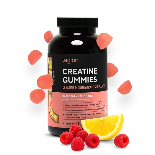 [BRSREAT4CIARGFAZ] LEGION Creatine Monohydrate Gummies for Men & Women – Clean Chewable Creatine Supplement for Strength, Endurance & Muscle Recovery – 30 Sour Raspberry Lemonade Servings – No Artificial Flavors