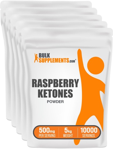 [BRSWIHAROUHR4DTA] BulkSupplements.com Raspberry Ketones Powder - Raspberry Ketones Supplement, Antioxidant Source - for Energy Support, Gluten Free, 500mg per Serving, 5kg (11 lbs) (Pack of 5)