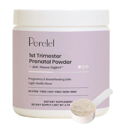 [BRSRE2YBOEDWCC34] Perelel Prenatal Vitamins Powder for 1st Trimester, with Vitamin B6 & Methylfolate, Anti Nausea Support, Dairy Free, Sugar Free Clean Drink Mix for Early Stage Support, Light Vanilla, 30 Day Supply
