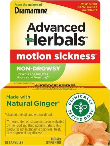 [BRSWGHQKDJ7BE2YU] Dramamine Advanced Herbals Non-Drowsy Motion Sickness Relief Caplets, 18 Count (Pack of 3)