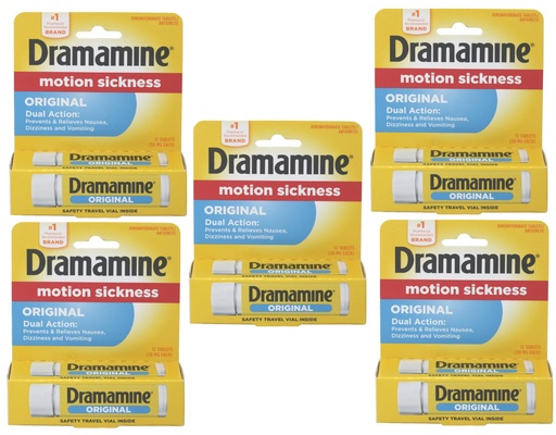 [BRSWIZD3OMMBKFLY] Dramamine 50mg Tablets-12 ct (Quantity of 5)