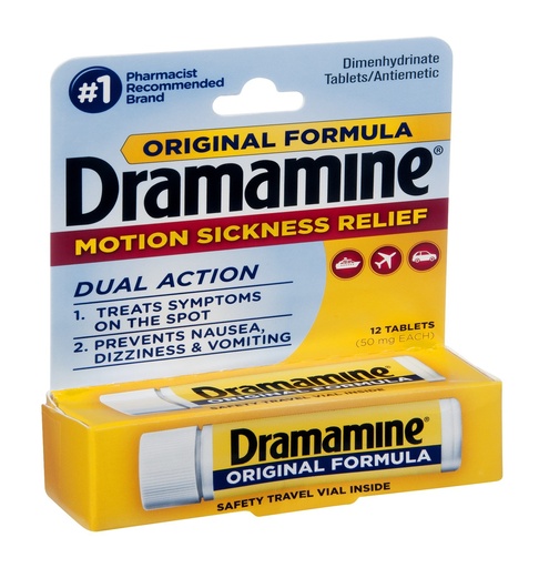 [BRSWIEDYBZYBGDDK] Dramamine Original Formula Tablets, 12 Count (Pack of 1)