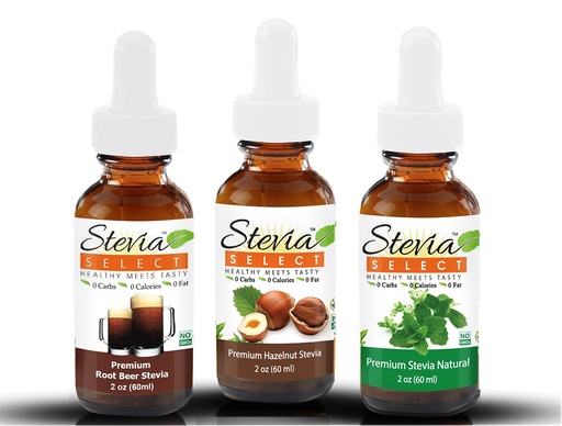 [BRSRMAT7BAHQMYLG] Stevia Drops Hazelnut, Plain Natural, & Root Beer Stevia Select Keto Coffee Sugar-Free Stevia Flavors Bundle (3) Pack