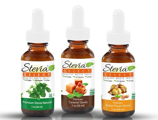 [BRSW2ZIDOUJRA2Q6] Stevia Drops Natural Liquid, Caramel, & Butter Pecan Stevia Select Keto Coffee Sugar-Free Stevia Flavors Bundle (3) Pack