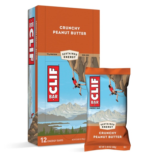 [BRSWIZDYCQHBUYAV] CLIF BARS - Energy Bars - Crunchy Peanut Butter - Made with Organic Oats - Plant Based Food - Vegetarian - Kosher (2.4 Ounce Protein Bars, 12 Count) Packaging May Vary