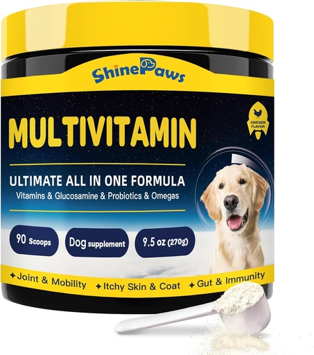 [BRSRAZALAAHAKA3O] Dog Vitamins, Dog Multivitamin Powder, with Probiotics, Glucosamine, Omega 3, Support Gut, Joint & Mobility, Itch Skin & Coat, Minerals & Antioxidant for Immune Health, Daily Essential Dog Supplements