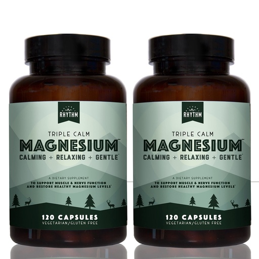 [BRSW2AYQOFYGMFIY] Natural Rhythm Triple Calm Magnesium 150 mg - 2 Pack – Magnesium Supplement with Magnesium Glycinate, Malate, and Taurate. Calming Blend for Promoting Rest and Relaxation - 120 Count Bottles