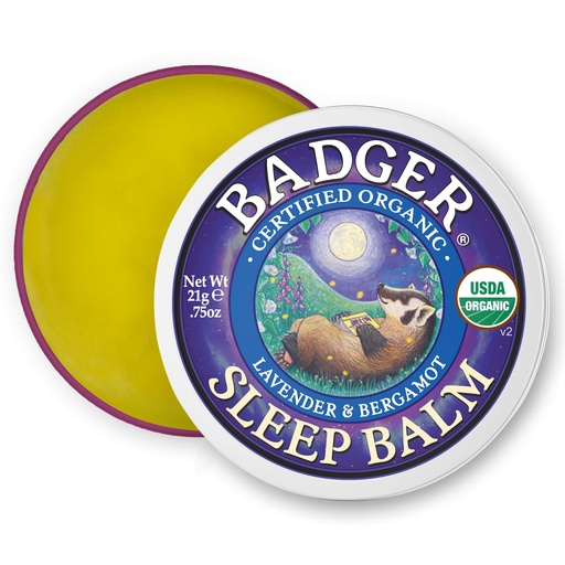 [BRSWIYQFBUFAMEDI] Badger Sleep Balm, Organic Essential Oil Aromatherapy Natural Sleep Balm for Adults & Kids, Relaxing & Calming Lavender & Bergamot Natural Sleep Support, .75 oz Tin