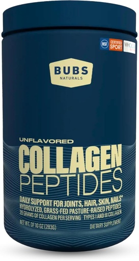 [BRSROBLRBAFW2YLU] BUBS Naturals Unflavored Collagen Peptides Powder, Best Proteins for Joints & Skin, Pasture Raised Grass Fed, Paleo and Keto Friendly, Whole30 Approved, Non-GMO Dairy & Gluten Free, 10oz, 14 Servings