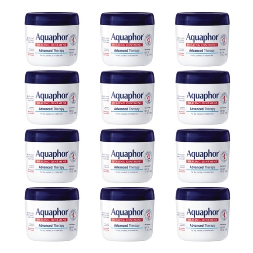 [BRSRMBI2BB5QA3QZ] Aquaphor Healing Ointment, Advanced Therapy Skin Protectant, Dry Skin Body Moisturizer, Multi-Purpose Healing Ointment, For Dry, Cracked Skin & Minor Cuts & Burns, 14 Oz Jar (Pack of 12)