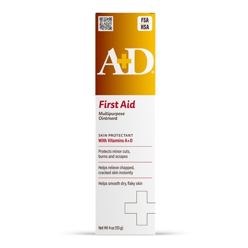 [BRSRACY7DN5R4FLH] A+D First Aid Multipurpose Healing Ointment - Moisturizing Skin Protectant for Dry Cracked Heels, Elbows, Hands and Lips - Protects Minor Cuts, Burns, & Scrapes – 4 oz Tube