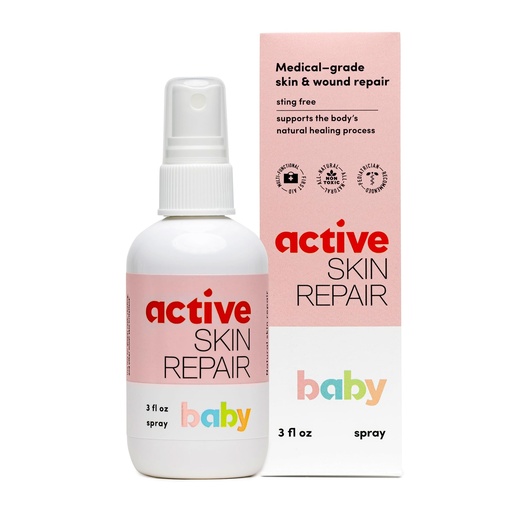 [BRSWGAYQO56BYG3B] Active Skin Repair Natural, Non-Toxic, No Sting Baby Spray First Aid Safe For Use on Diaper Rash, Baby Acne, Eczema, Cuts, Wounds, Scrapes, and Other Skin Irritations (3 oz. Spray)