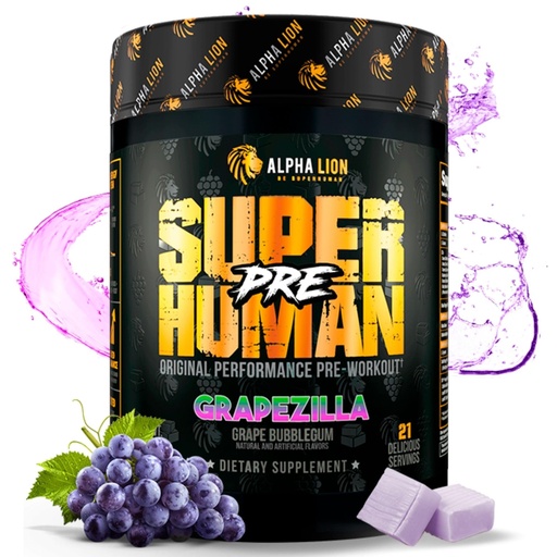 [BRSRMED2AQGQOHI2] ALPHA LION Superhuman Pre Workout Powder, Beta Alanine, L-Taurine & Tri-Source Caffeine for Sustained Energy & Focus, Nitric Oxide & Citrulline for Pump (21 Servings, Grapezilla)