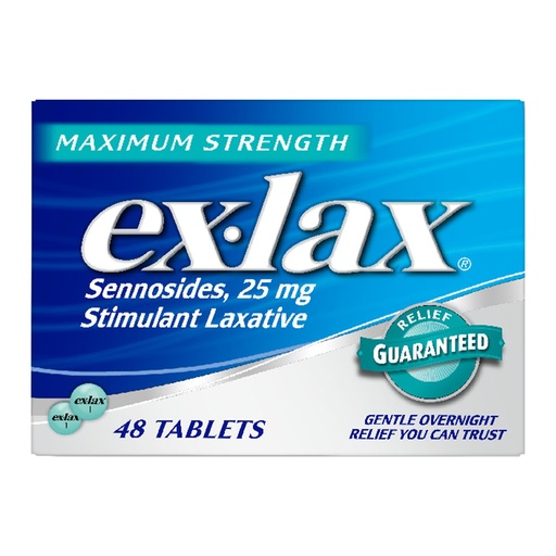 [BRSWIYTZOZ5Q23LE] Ex-Lax Maximum Strength Stimulant Laxative Constipation Relief Pills for Occasional Constipation, Gentle Laxatives - 48 Count