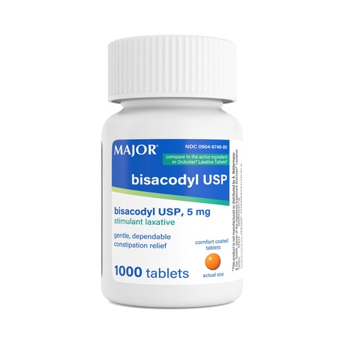 [BRSWIZY5BZ5QKH3K] MAJOR Bisacodyl 5 mg - Comfort Coated Stimulant Laxative for Gentle, Dependable, Constipation Relief - 1000 Tablets (1 Pack)