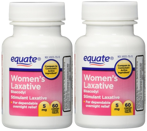 [BRSWI2YLDMMRUFY3] Women's Laxative Tablets, Bisacodyl 5mg 120ct (Two 60ct bottles) by Equate Compare to Correctol
