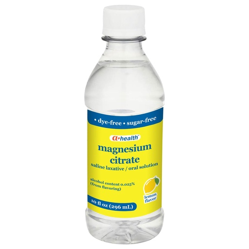 [BRSW2YDQAAIAKELP] A+Health Magnesium Citrate Oral Solution, Saline Laxative, Lemon Flavor, Made in USA, Dye-Free, 1 Bottle, 10 Fl Oz