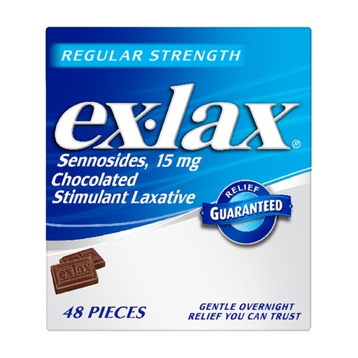[BRSWIYQOAAAGYE32] ex-lax Regular Strength Chocolated Stimulant Laxative Constipation Relief Pills for Occasional Constipation, Chocolate Laxatives - 48 Count