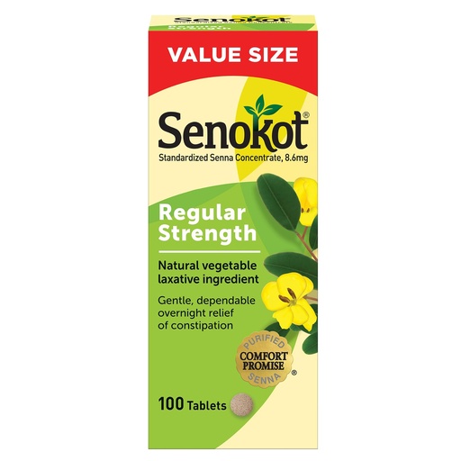 [BRSWIYQABYMR4YD2] Senokot Regular Strength Laxatives for Constipation, Senna Laxative Tablets, 100 Count, Constipation Relief for Adults, Senna Tablets