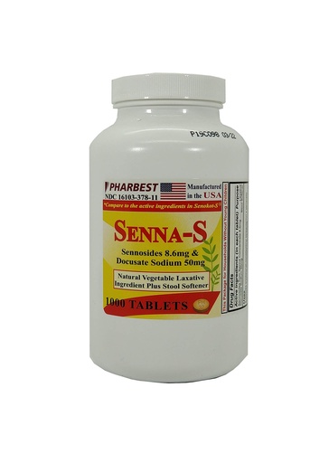 [BRSWGYYBOJ5RE2QV] PHARBEST Senna Plus Vegetable Laxative with Stool Softener - 1000 Tablets (1 Bottle)