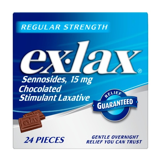 [BRSWKFQRCB7Q2D3U] Ex-lax Regular Strength Chocolated Stimulant Laxative Constipation Relief Pills for Occasional Constipation, Chocolate Laxatives - 24 count