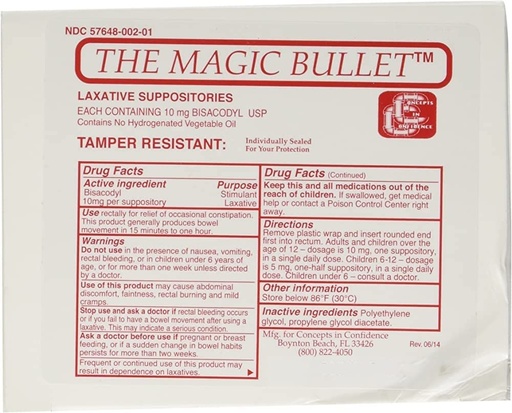 [BRSWKGQECV6WCCTA] The Magic Bullet Suppositories - 4/Sleeves of 5 (Total of 20)