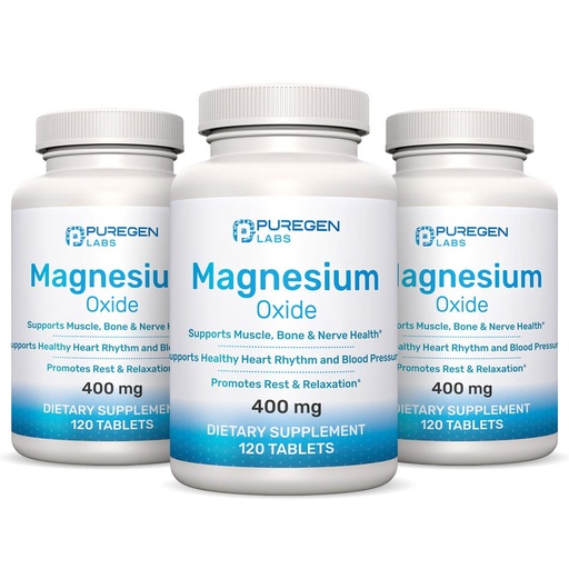 [BRSW2H3QOF5AGAA2] Magnesium 400mg [High Potency] Supplement – Magnesium Oxide for Immune Support, Muscle Recovery, Leg Cramps, Relaxation - 3 Pack | Total 360 Count