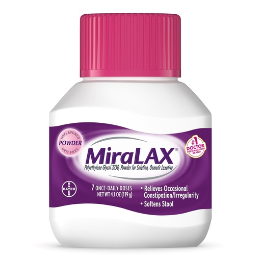 [BRSWKEI3AZYRQF3I] MiraLAX Laxative Powder, Gentle Constipation Relief For Adults, Stool Softener With Peg 3350, Nonstimulant Laxative, No Harsh Side Effects, Osmotic Laxative, 7 Dose