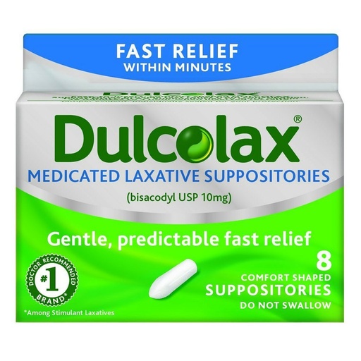 [BRSWIF35BYDB4ETO] Dulcolax Dulcolax Laxative Suppositories, 8 ct 10 mg(Pack of 2)
