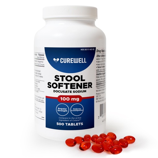 [BRSRGZL6OBYQM3LV] Stool Softener Docusate Sodium 100mg Softgels (500 Count) | Gentle Non-Stimulant Laxative for Constipation & Irregularity | Comfortable Constipation Relief Stool Softener for Men & Women