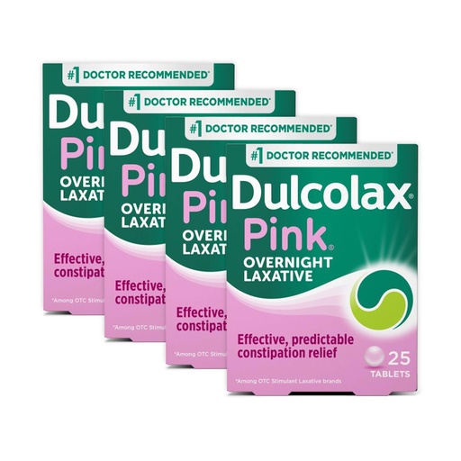 [BRSREAY3BYJRADLU] Dulcolax Pink Stimulant Laxative Tablets, Effective & Predictable Overnight Relief, Bisacodyl 5 mg (25ct)(Pack of 4)