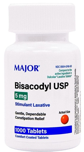 [BRSWKEY7BB7ACHTY] Major Bisacodyl 5MG Generic for Dulcolax Laxative Coated Tablets 1000 ct