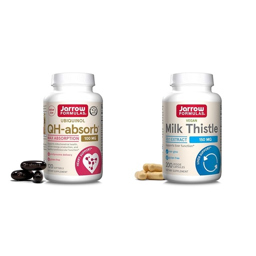 [BRSRAYAKCQNRQD3V] Jarrow Formulas CoQ10 Ubiquinol 100mg Cardiovascular Support & Milk Thistle 150mg Liver Function Veggie Capsules