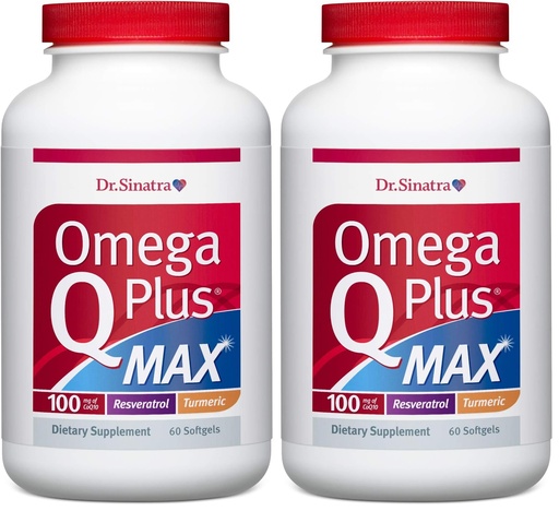[BRSRGAYKDEFBGCTJ] Dr. Sinatra Omega Q Plus MAX - Omega 3 (DHA/EPA), CoQ10, Resveratrol, Turmeric - Advanced Heart Health and Healthy Aging Support - 60 Softgels (30-Day Supply) (Pack of 2)
