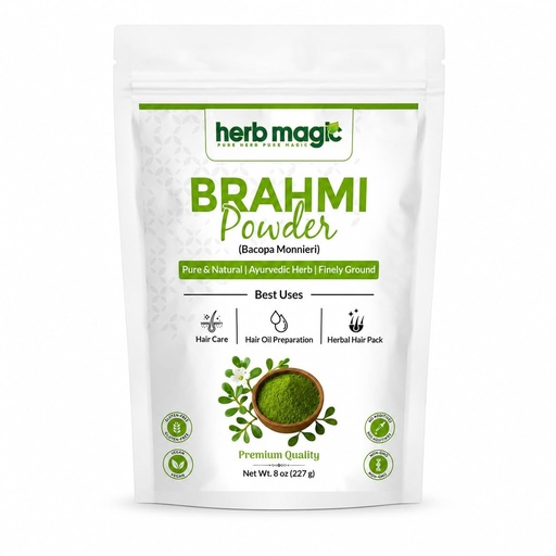 [BRSREBACCMHBU2Q6] Brahmi Powder 8 oz (227 g) | Bacopa Monnieri Herbal Powder | Traditional Ayurvedic Hair Care | Additive-Free for DIY Hair Masks & Blends | Herb Magic