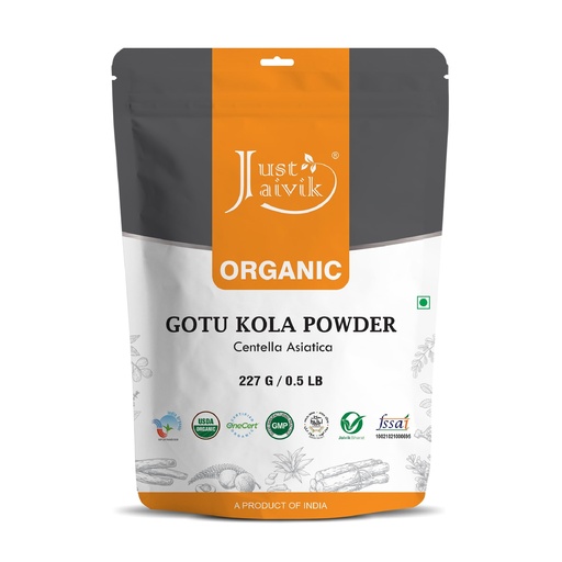 [BRSWGZQRCAIR6H3A] Just Jaivik 100% Organic Gotu Kola Powder, 1/2 Pound - 227g - USDA Organic - Centella Asiatica - Also known as Mandupakarni and Brahmi)