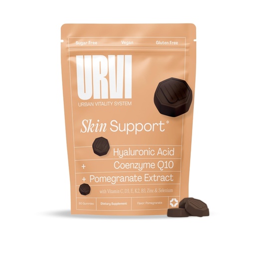 [BRSREBICCF6QYC3O] URVI 10-in-1 Skin Gummies Hyaluronic Acid, Coenzyme Q10, Pomegranate Extract + 7 Vitamins & Minerals Skin Health & Anti-Aging Vegan, Sugar Free, Gluten Free Pomegranate Flavor, 60 Count